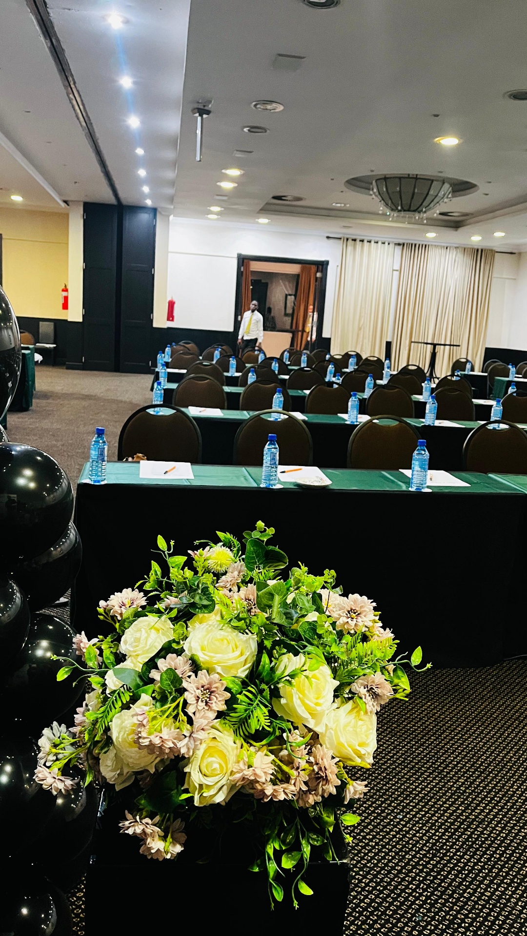 Conference room set theatre-style for delegates