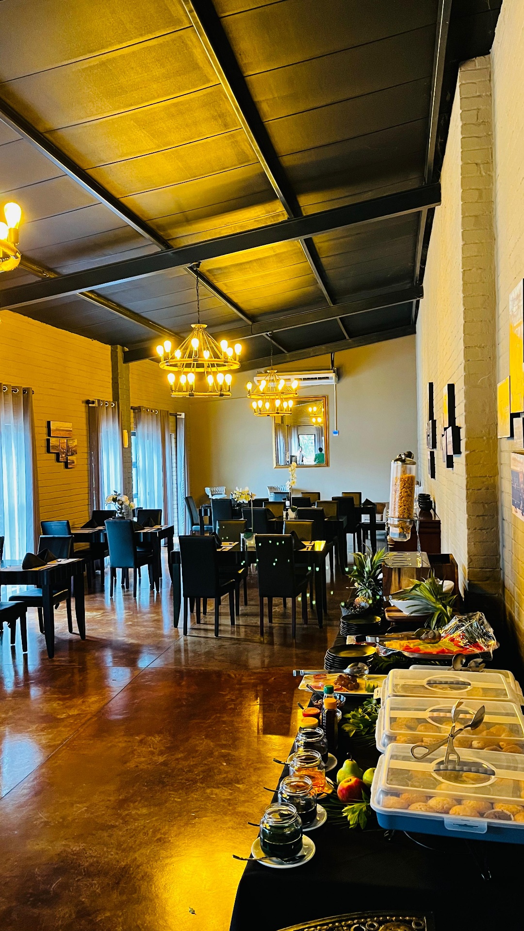 Dining hall prepared for delegate catering